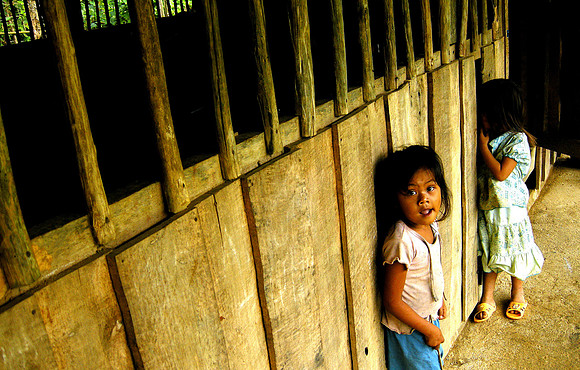 Girls outside school; Ban NaKaang, Laos, 2008
