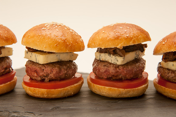 Alpaca Sliders with Blue Cheese