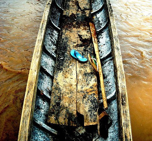 Boat with sandals; Don Khon, Laos, 2008