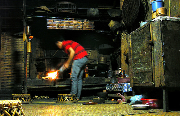 Restaurant kitchen; Ban NaKaang, Laos, 2009