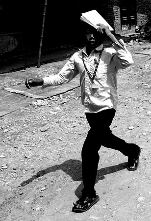 Walking home from school; northern Laos, 2009